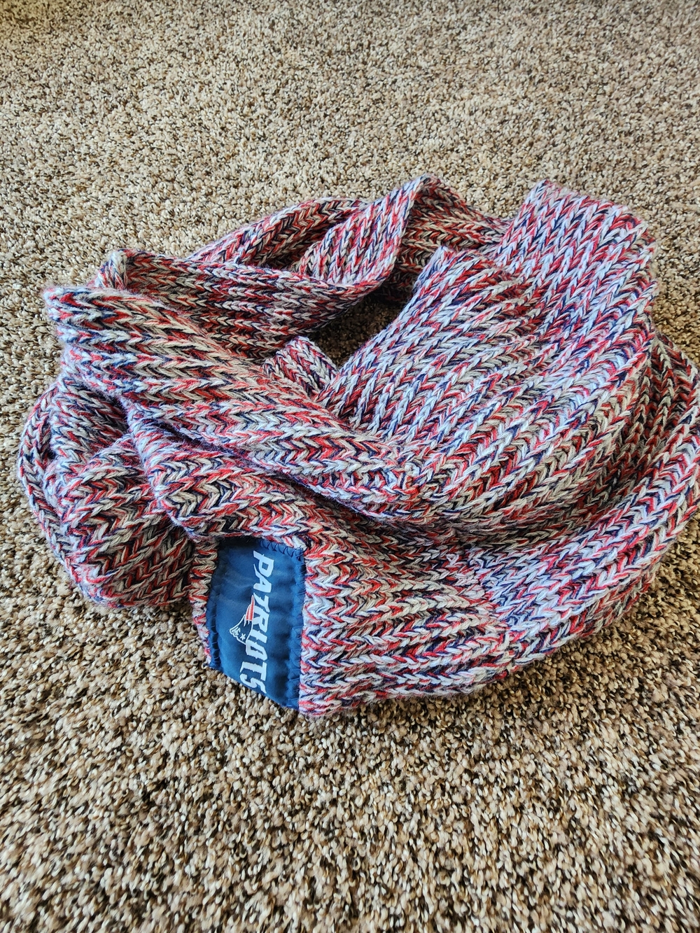 New England Patriots Marled Knit Infinity Scarf - Red, White, Blue